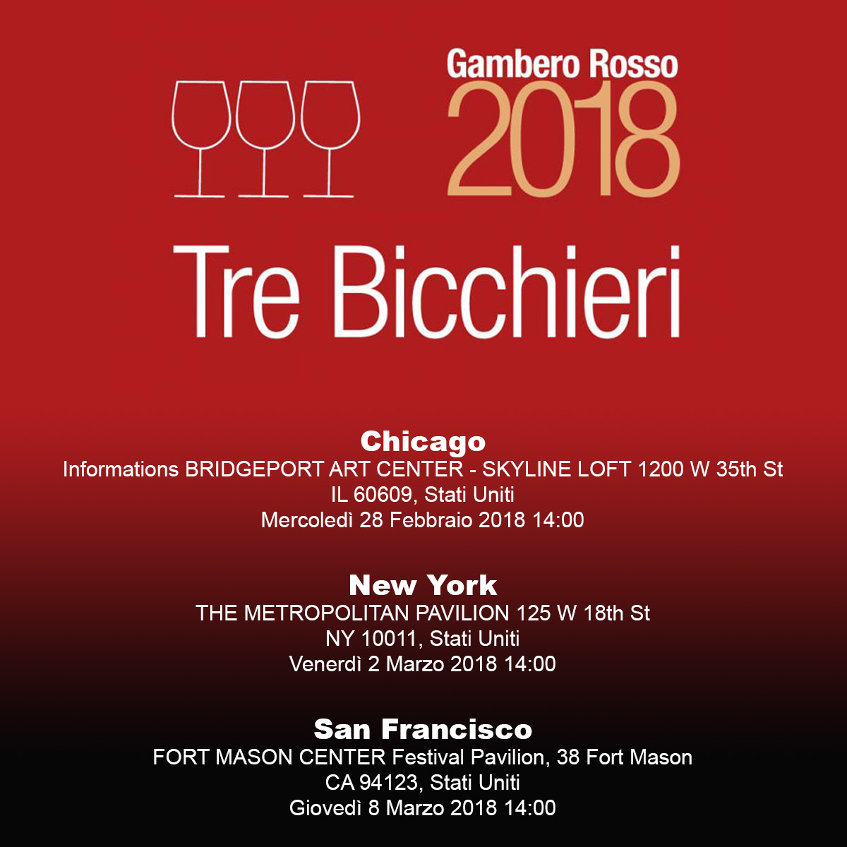 MAROTTI CAMPI TRE BICCHIERI GAMBERO ROSSO USA TOUR 2018